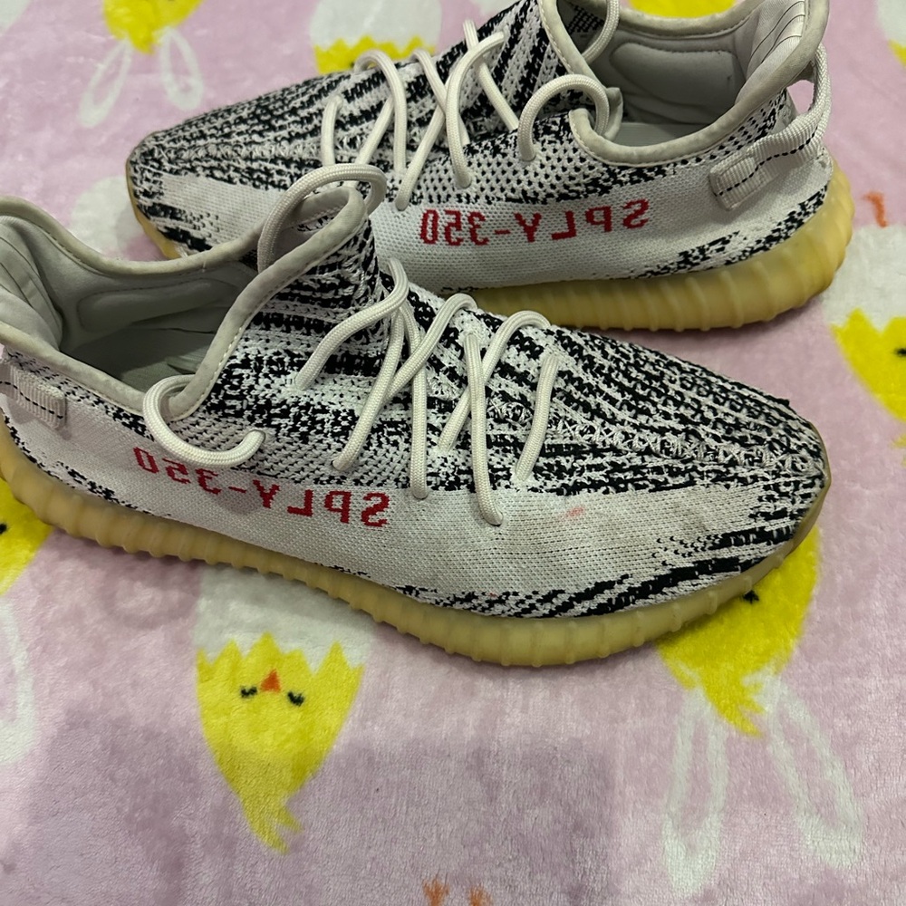 Yeezy Black and White Sneakers with Zebra Pattern